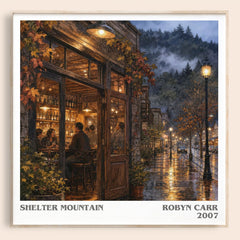 Shelter Mountain literary book poster by Robyn Carr – framed literary art print
