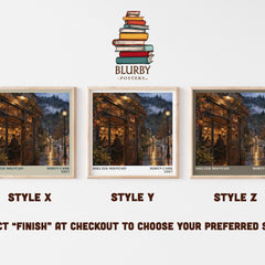 Shelter Mountain literary print in frame leaning in hallway – romance wall art
