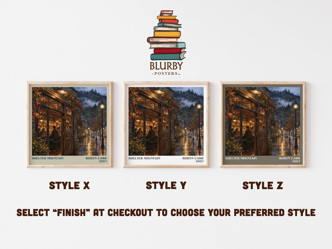 Shelter Mountain literary print in frame leaning in hallway – romance wall art (mockup)
