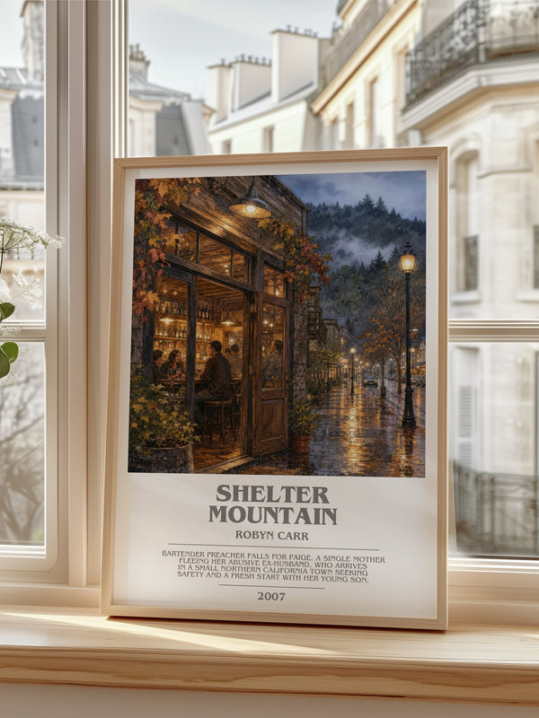 Shelter Mountain bookish poster colour and style options – Robyn Carr book art
