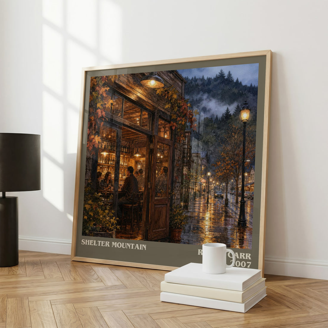 Shelter Mountain literary print framed by window – literary home decor