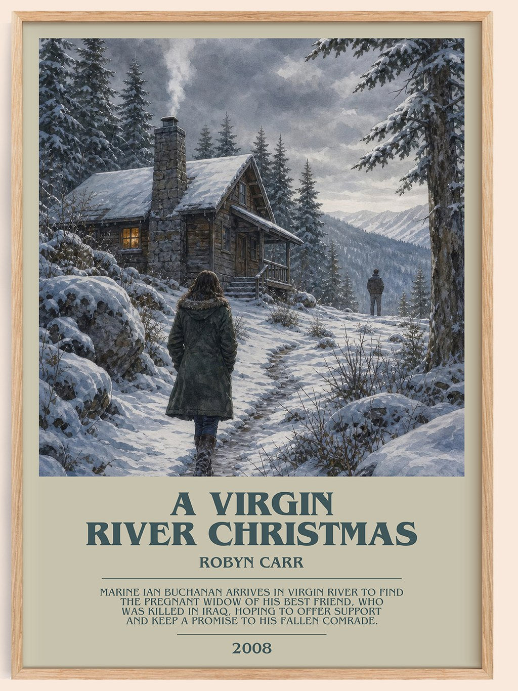 A Virgin River Christmas bookish book poster by Robyn Carr – framed literary art print