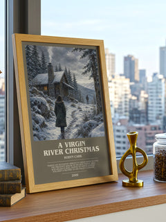 A Virgin River Christmas bookish print framed by window – literary home decor
