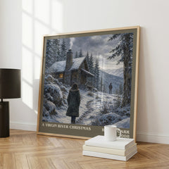 A Virgin River Christmas literary print framed by window – literary home decor