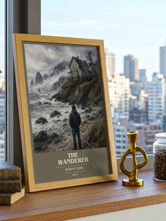 The Wanderer book cover print framed by window – literary home decor