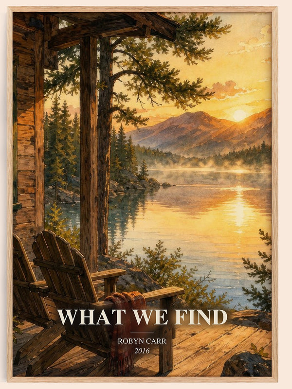What We Find watercolour book poster by Robyn Carr – framed literary art print