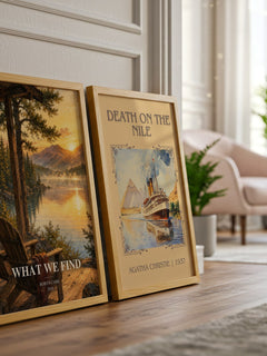 What We Find watercolour print framed by window – literary home decor