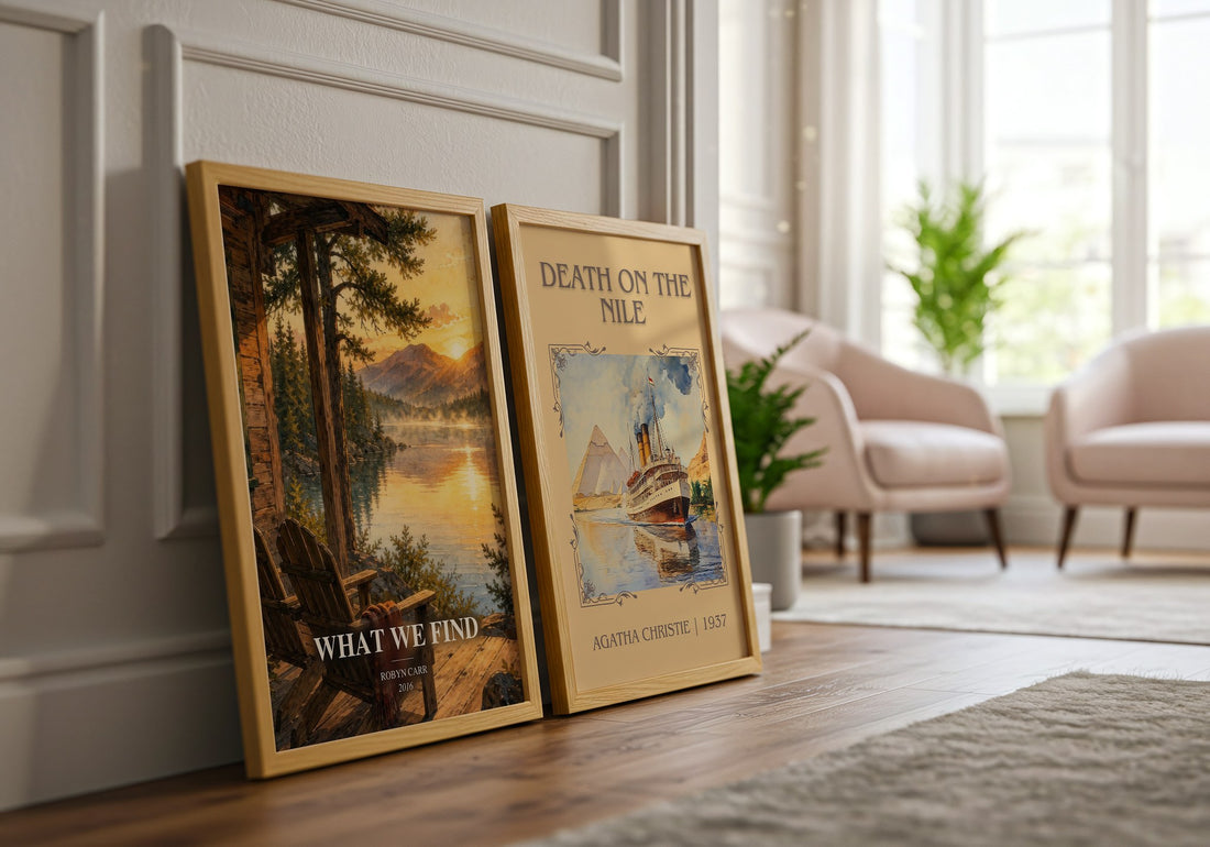 What We Find watercolour print framed by window – literary home decor