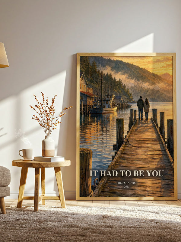 It Had to Be You watercolour print in frame leaning in hallway – romance wall art