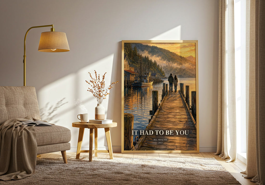 It Had to Be You watercolour print in frame leaning in hallway – romance wall art (mockup)