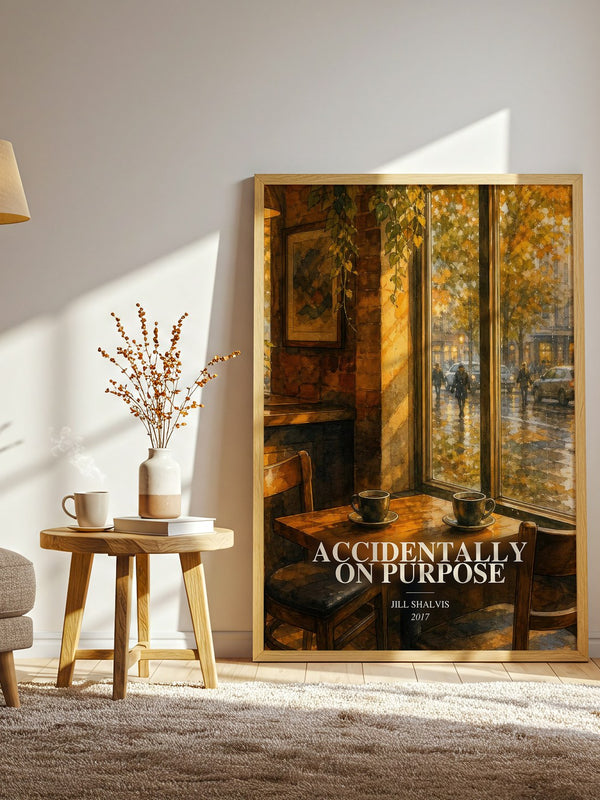 Accidentally on Purpose watercolour print in frame leaning in hallway – romance wall art