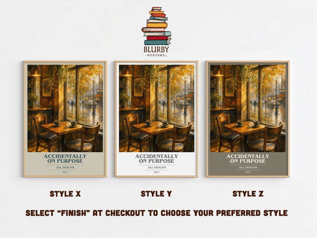 Accidentally on Purpose book cover print in frame leaning in hallway – romance wall art (mockup)