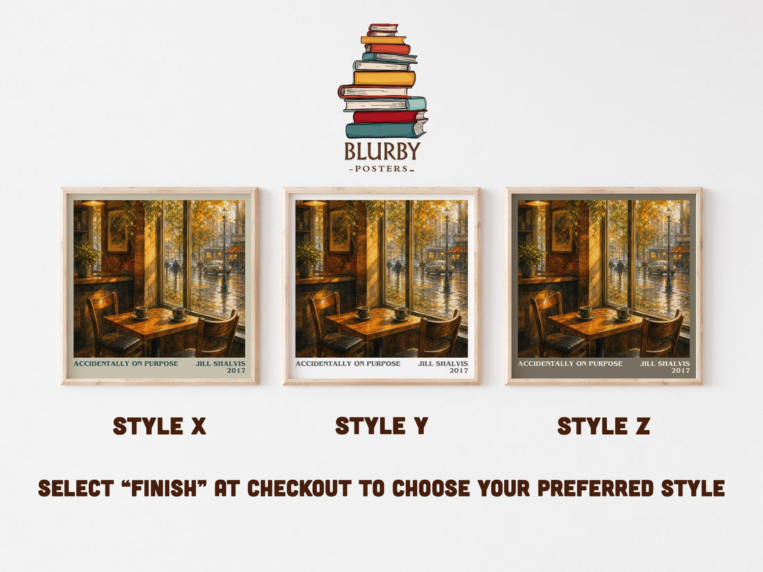 Accidentally on Purpose literary print in frame leaning in hallway – romance wall art (mockup)