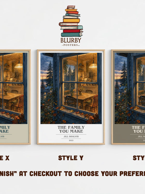 The Family You Make book cover print in frame leaning in hallway – romance wall art