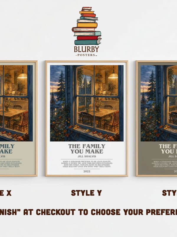 The Family You Make bookish print in frame leaning in hallway – romance wall art