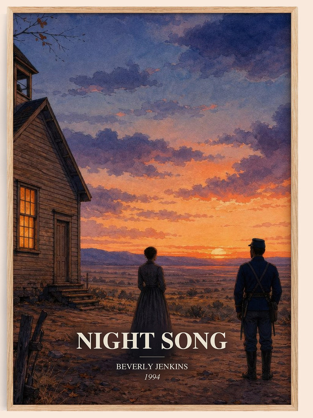 Night Song watercolour book poster by Beverly Jenkins – framed literary art print