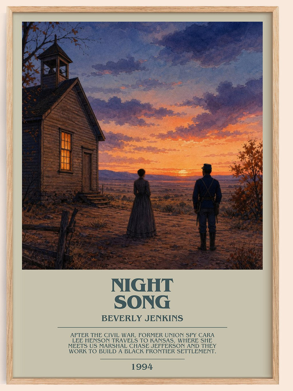 Night Song bookish book poster by Beverly Jenkins – framed literary art print