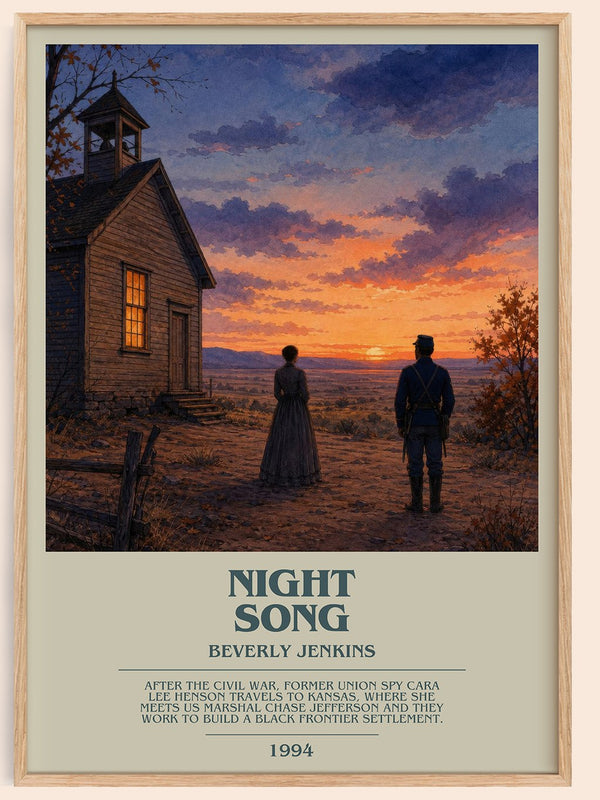 Night Song bookish book poster by Beverly Jenkins – framed literary art print