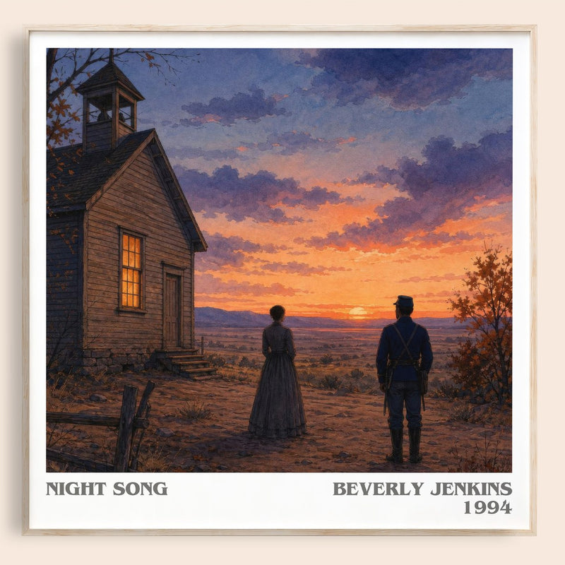 Night Song literary book poster by Beverly Jenkins – framed literary art print