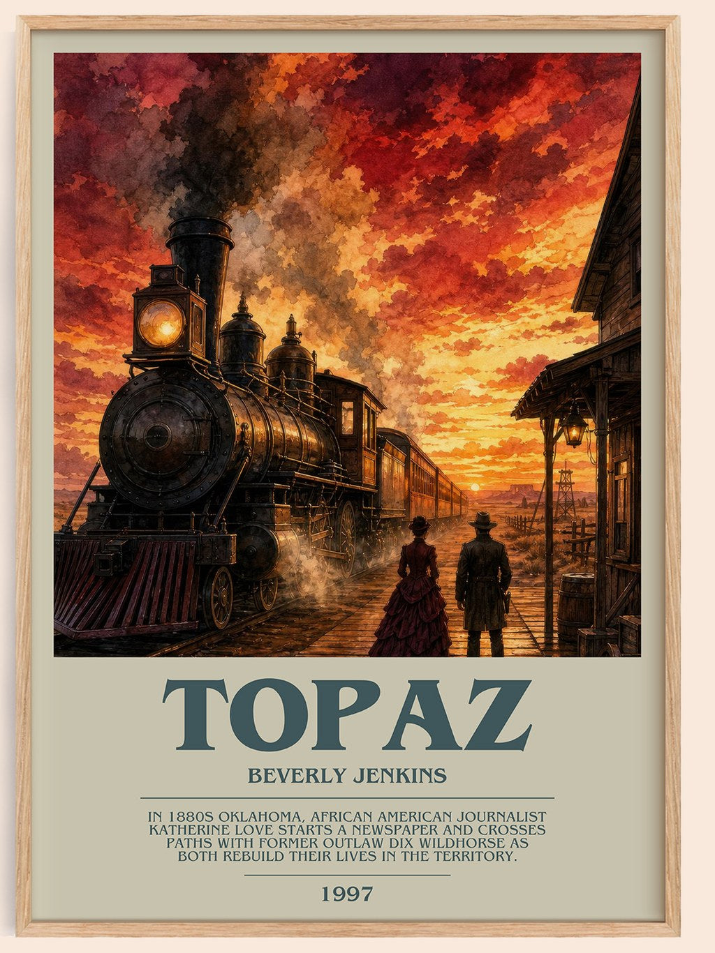 Topaz bookish book poster by Beverly Jenkins – framed literary art print