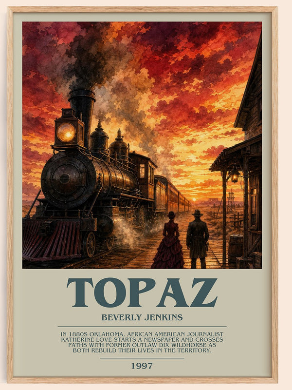 Topaz bookish book poster by Beverly Jenkins – framed literary art print