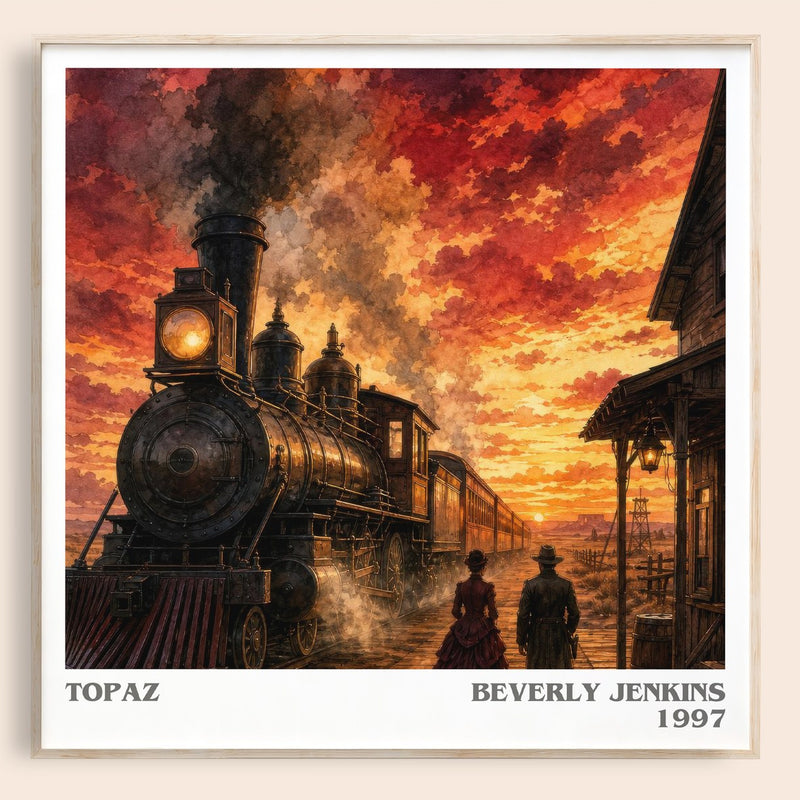 Topaz literary book poster by Beverly Jenkins – framed literary art print