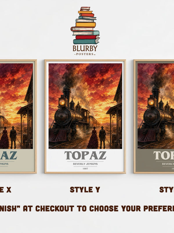 Topaz book cover print in frame leaning in hallway – romance wall art