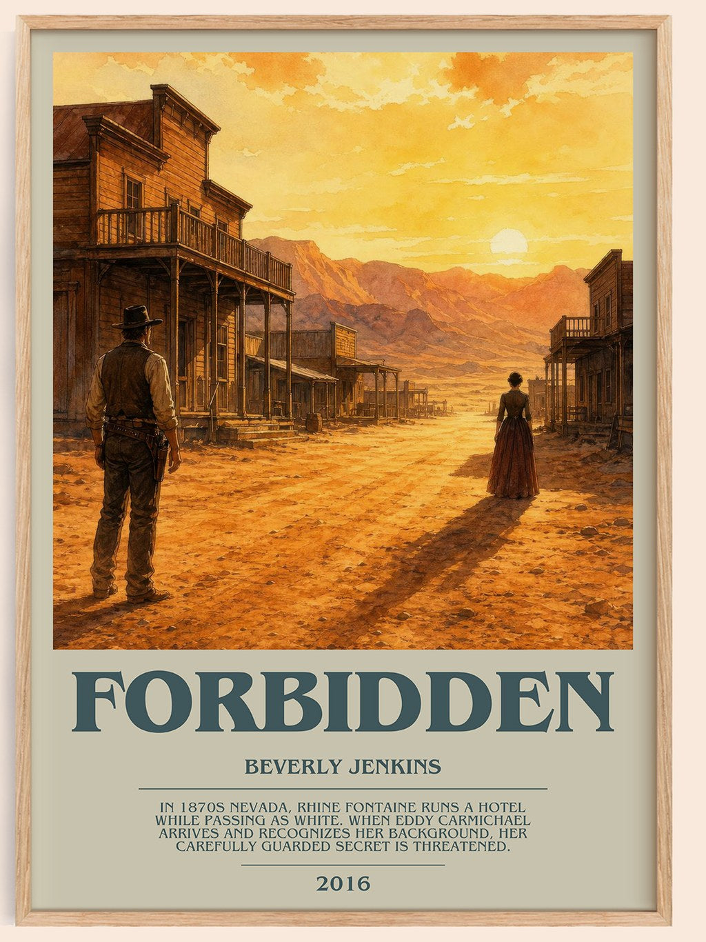 Forbidden bookish book poster by Beverly Jenkins – framed literary art print