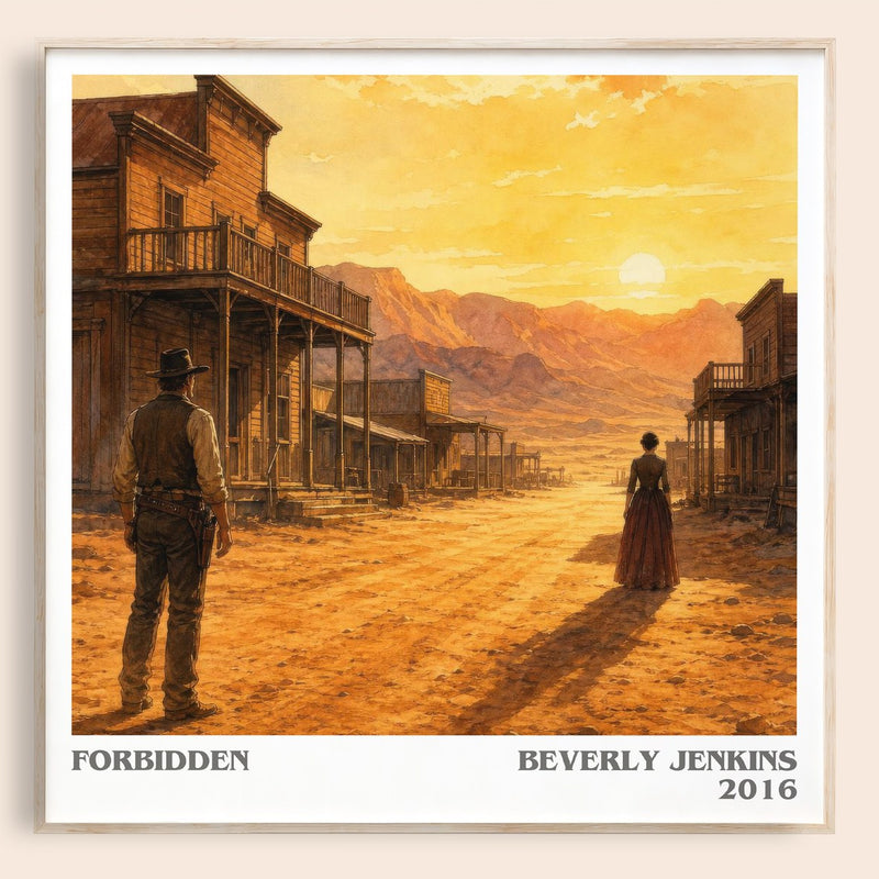 Forbidden literary book poster by Beverly Jenkins – framed literary art print