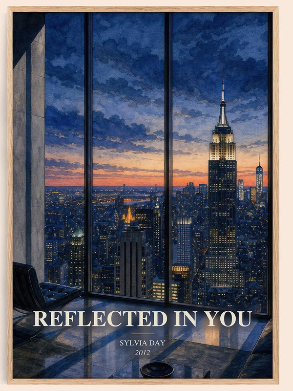 Reflected in You watercolour book poster by Sylvia Day – framed literary art print