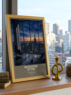 Reflected in You book cover print framed by window – literary home decor