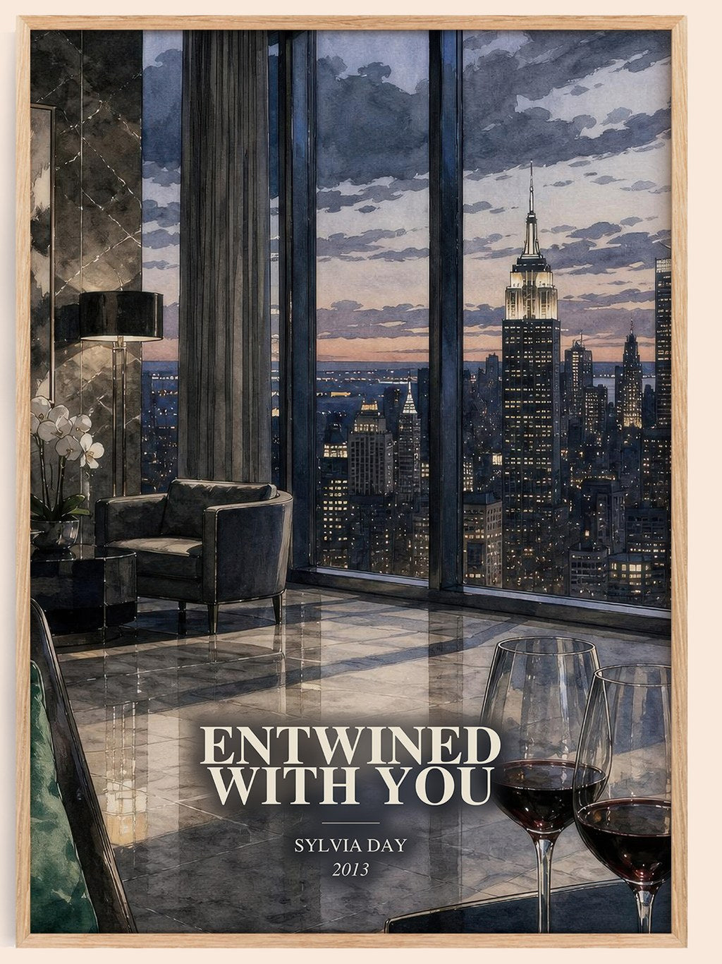 Entwined with You watercolour book poster by Sylvia Day – framed literary art print