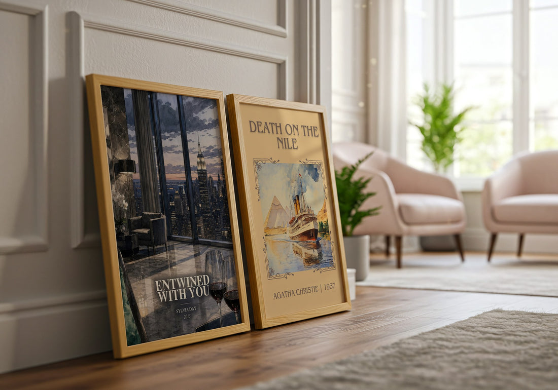Entwined with You watercolour print framed by window – literary home decor