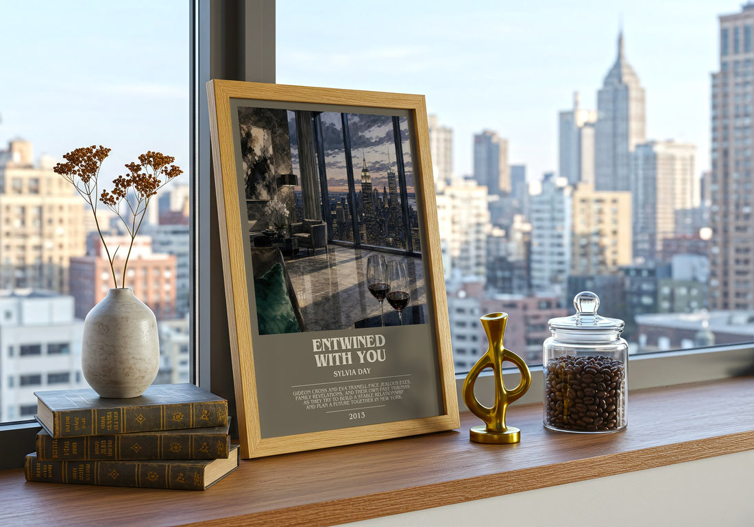 Entwined with You bookish print framed by window – literary home decor
