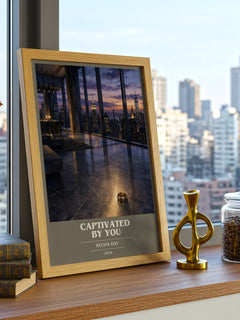 Captivated by You book cover print framed by window – literary home decor