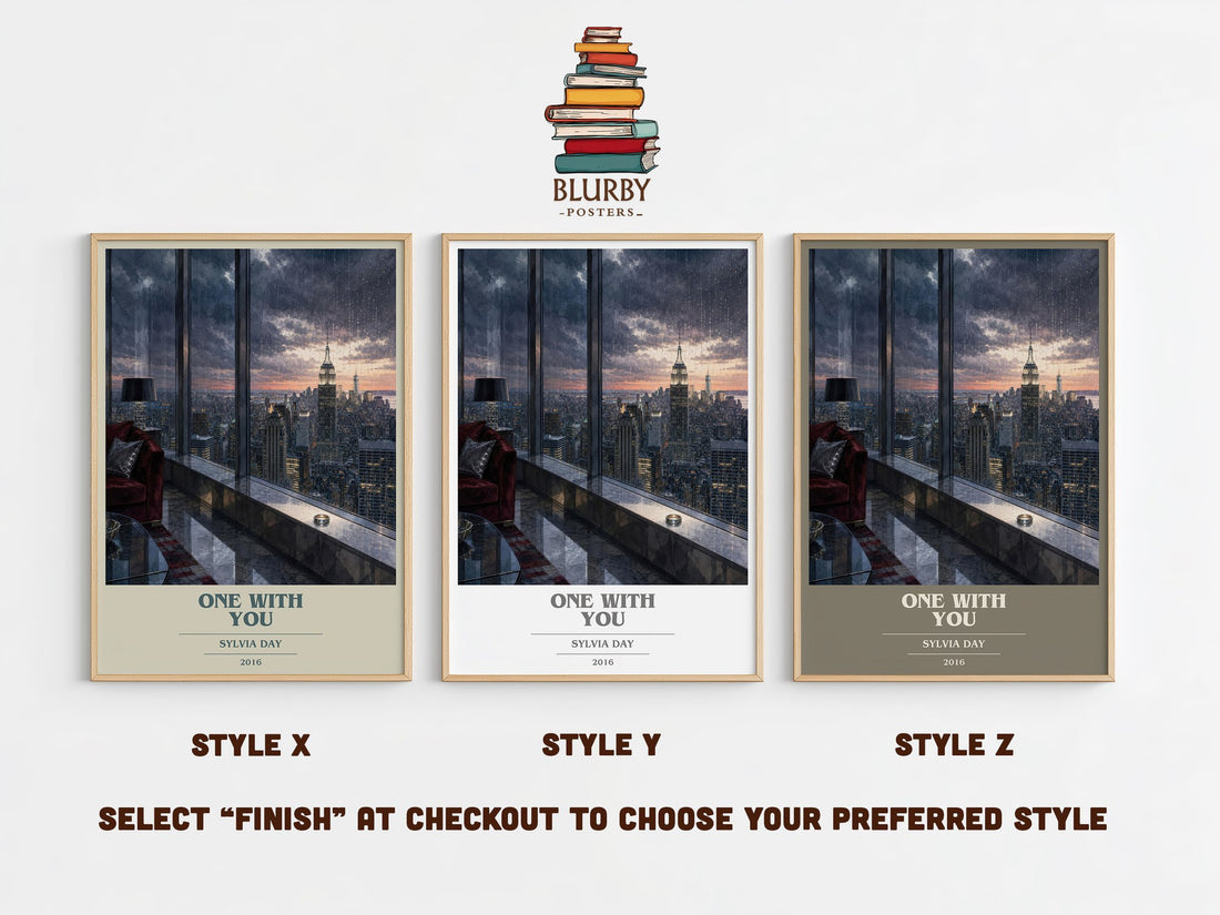 One with You book cover print in frame leaning in hallway – romance wall art (mockup)