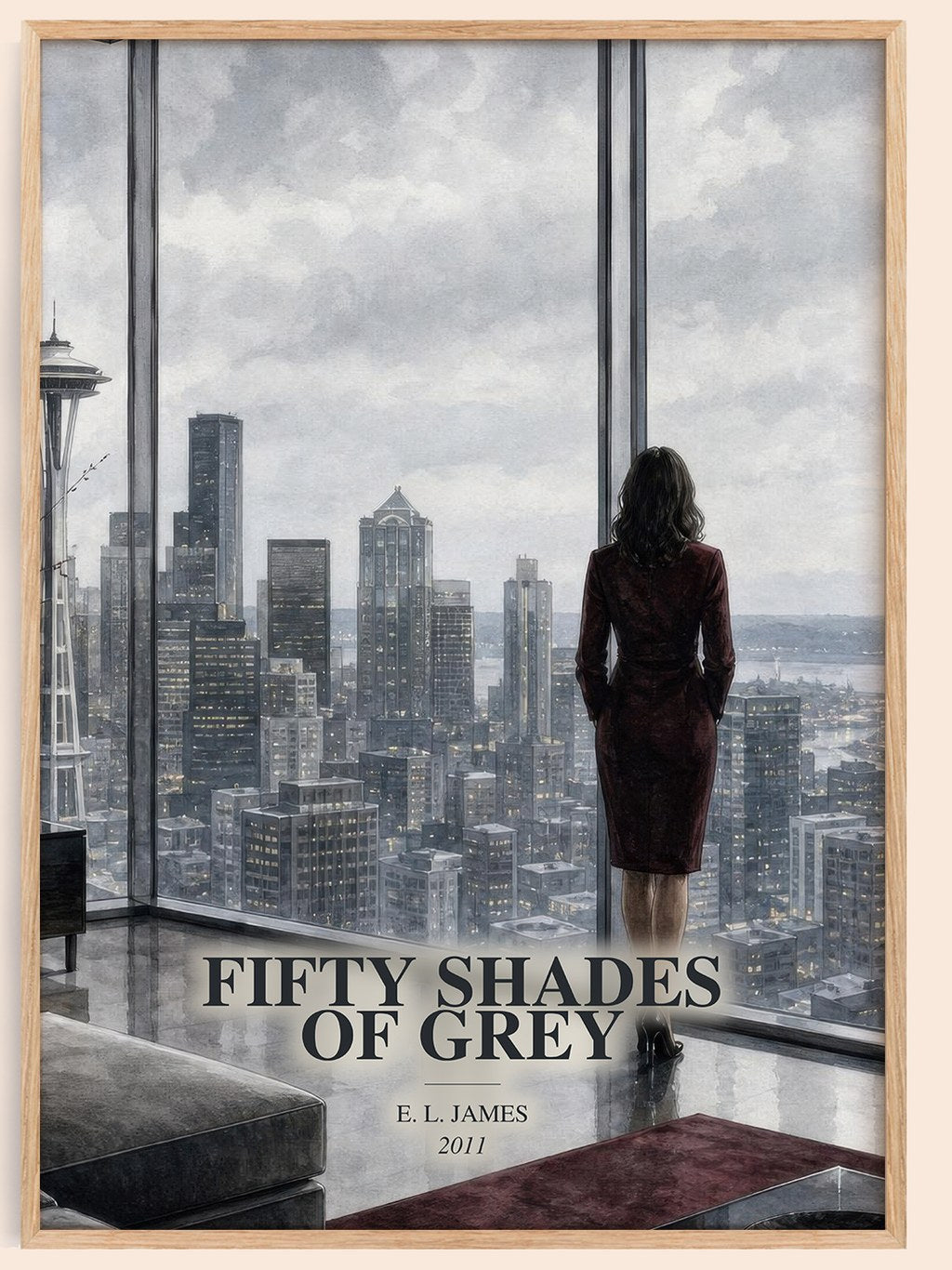 Fifty Shades of Grey watercolour book poster by E. L. James – framed literary art print
