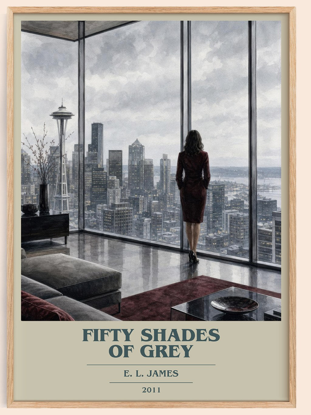 Fifty Shades of Grey book cover book poster by E. L. James – framed literary art print