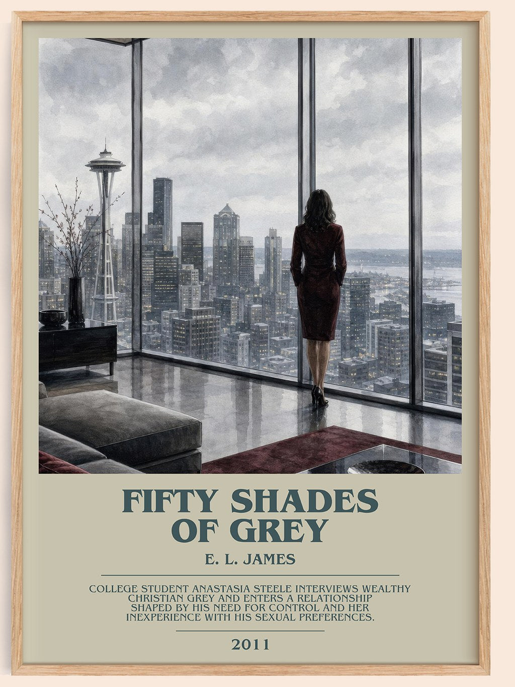 Fifty Shades of Grey bookish book poster by E. L. James – framed literary art print