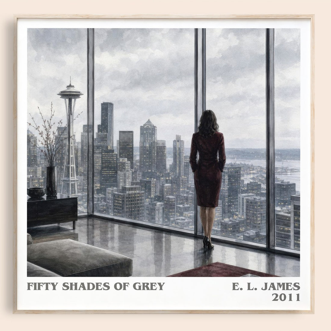 Fifty Shades of Grey literary book poster by E. L. James – framed literary art print