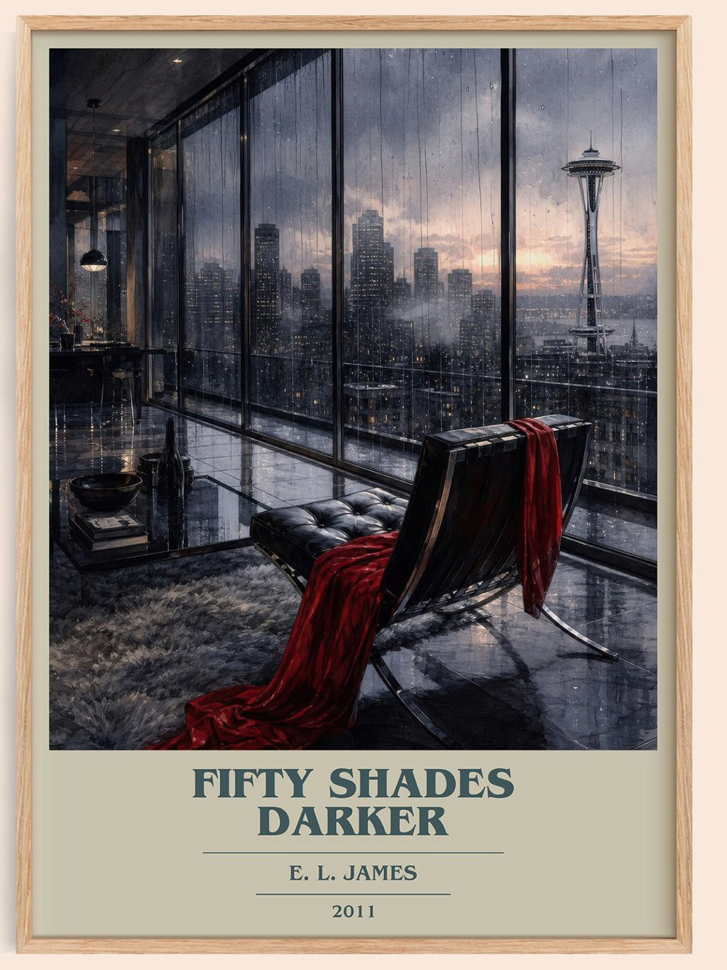 Fifty Shades Darker book cover book poster by E. L. James – framed literary art print