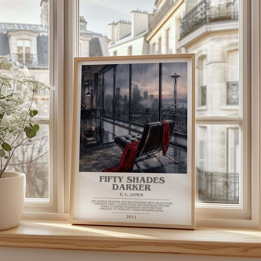 Fifty Shades Darker bookish poster colour and style options – E. L. James book art (mockup)