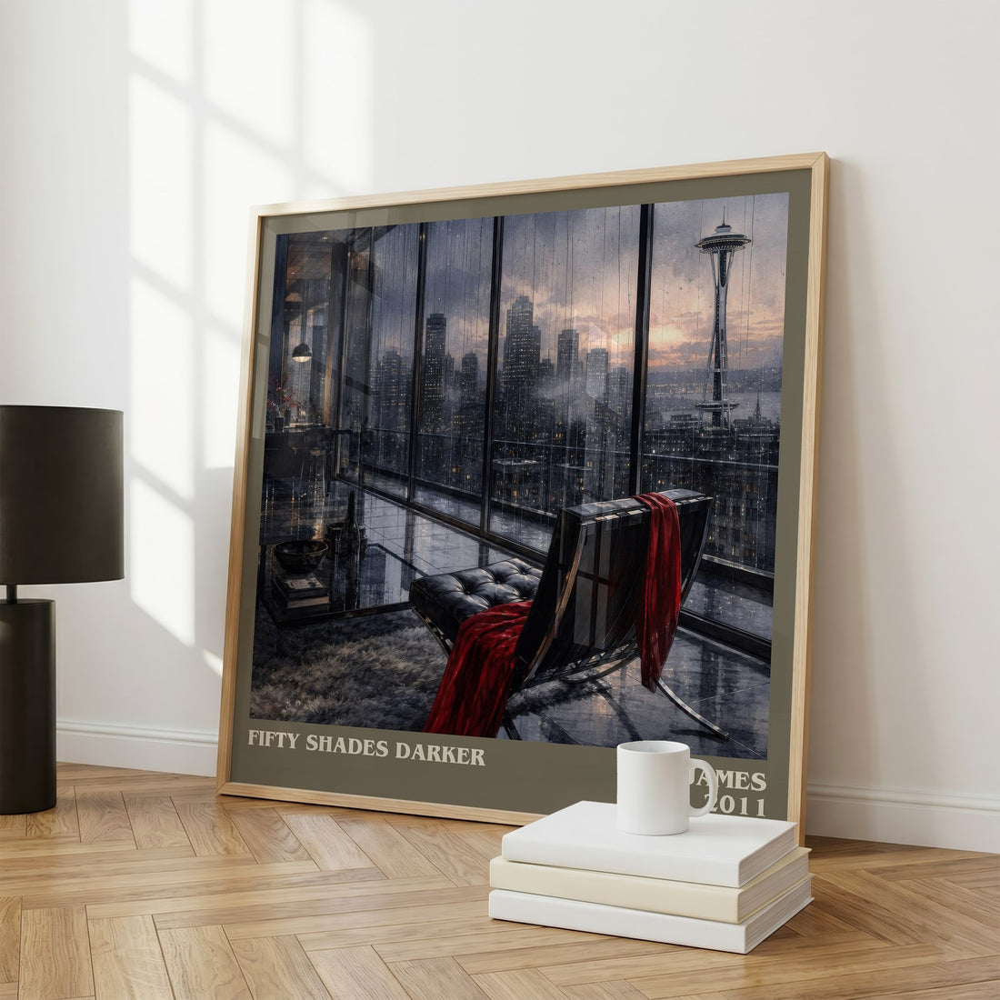 Fifty Shades Darker literary print framed by window – literary home decor