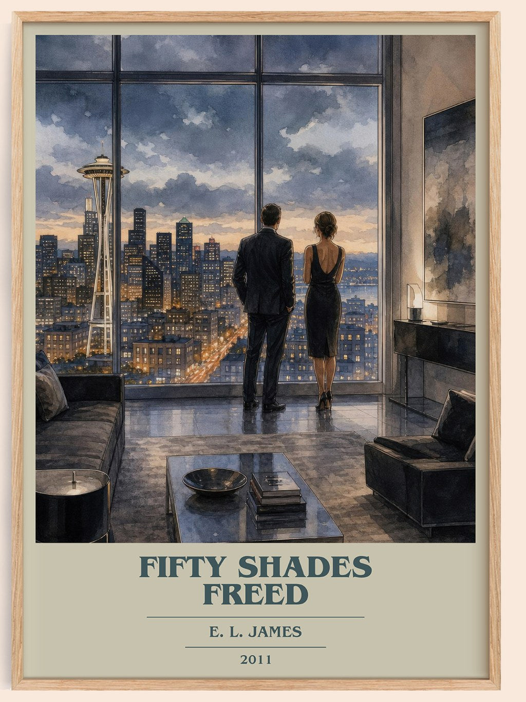 Fifty Shades Freed book cover book poster by E. L. James – framed literary art print