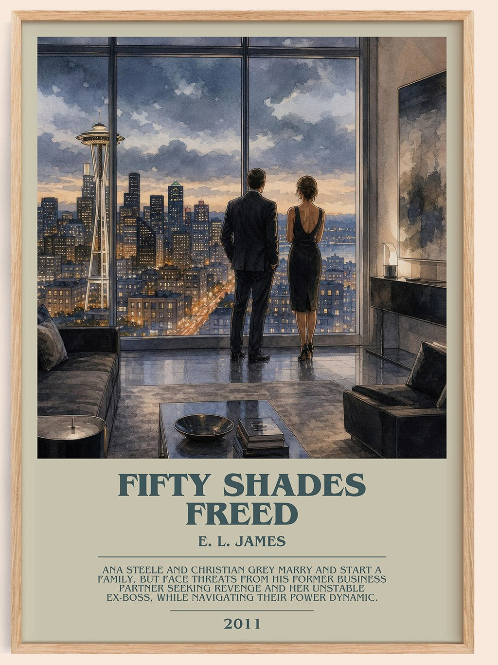 Fifty Shades Freed bookish book poster by E. L. James – framed literary art print
