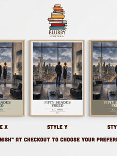 Fifty Shades Freed book cover print in frame leaning in hallway – romance wall art
