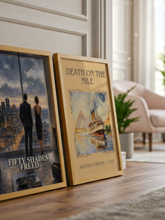 Fifty Shades Freed watercolour print framed by window – literary home decor