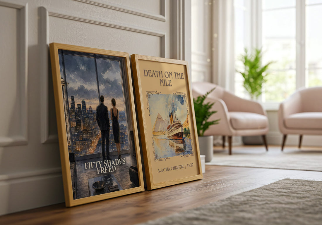 Fifty Shades Freed watercolour print framed by window – literary home decor