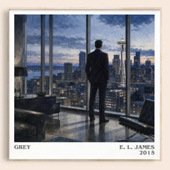 Grey Literary Art Print by E. L. James – square framed poster