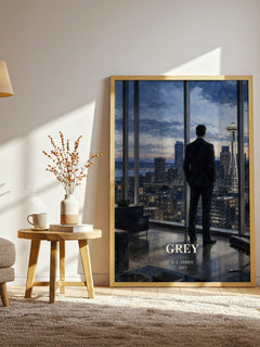 Grey watercolour print in frame leaning in hallway – romance wall art